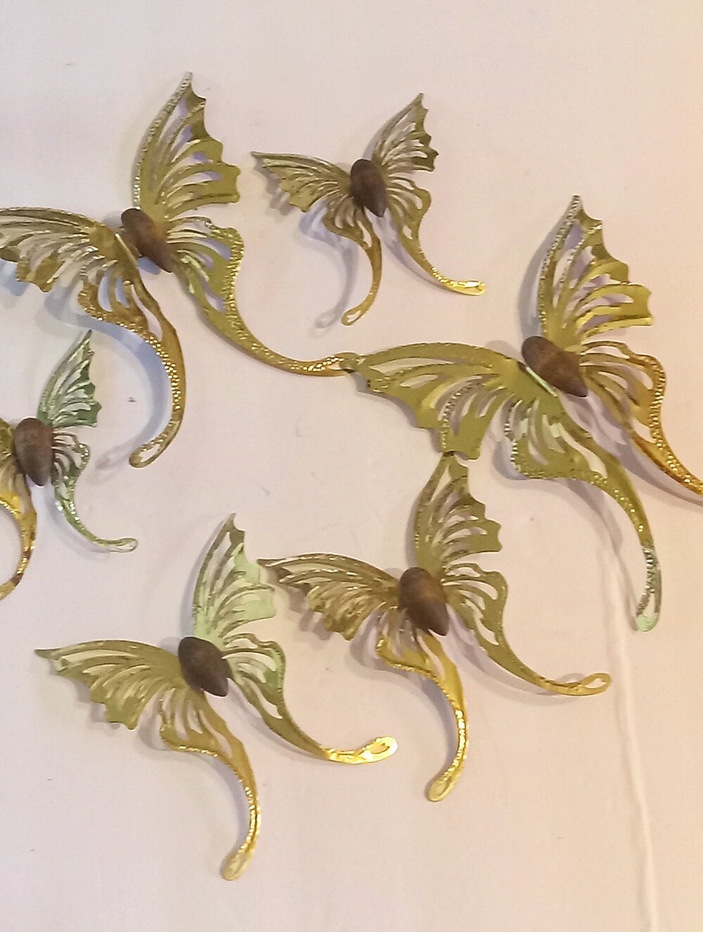 VTG Brass Butterflies (6) Wall Art/Decor Retro Farmhouse Chic